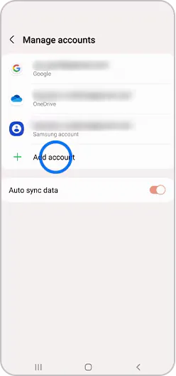 Add account selected